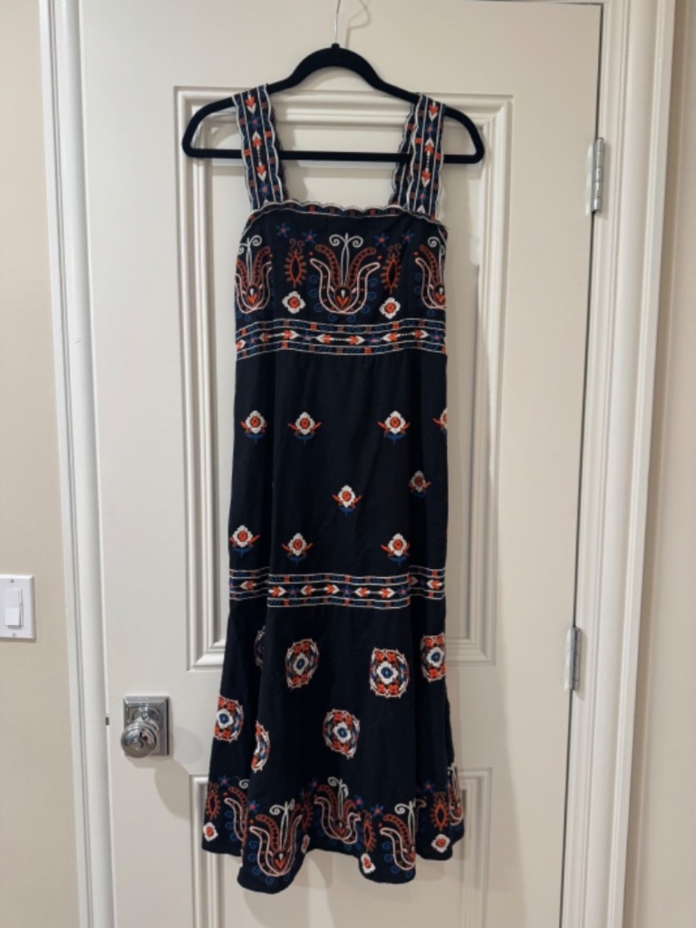 Worn 2x! EUC Sold-out Embroidered Midi Pocketed Dress-Anthropologie, 8P, $248
